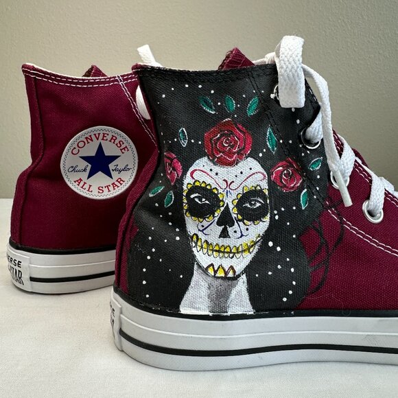 Converse Chuck Taylor Handpainted Santa Muerte All Star High Top Sneakers - Picture 7 of 10